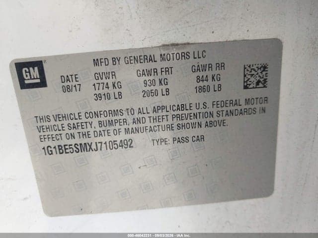 2018 CHEVROLET CRUZE LT AUTO 9