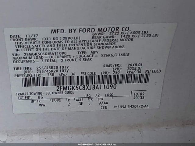 2018 FORD FLEX SEL 9