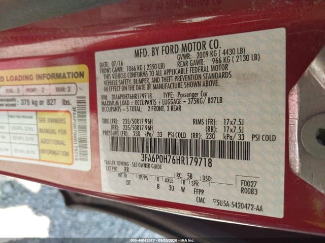 2017 FORD FUSION SE 9