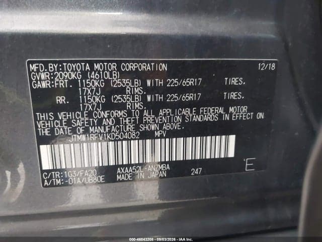 2019 TOYOTA RAV4 XLE 9