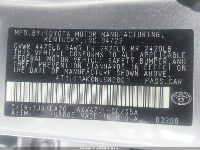 2022 TOYOTA CAMRY SE 9