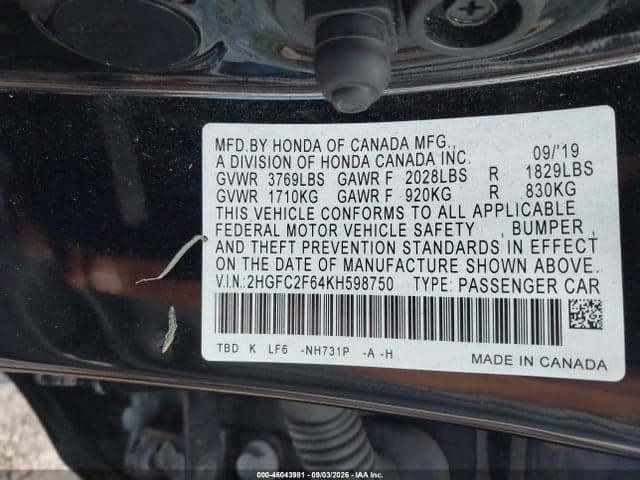 2019 HONDA CIVIC LX 9