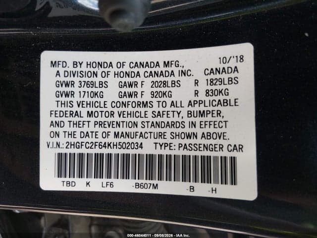 2019 HONDA CIVIC LX 4