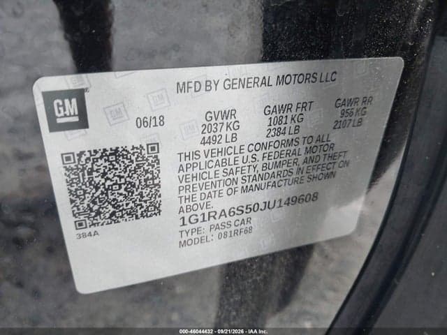 2018 CHEVROLET VOLT LT 9