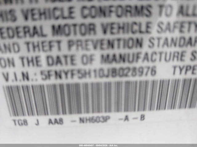 2018 HONDA PILOT LX 9