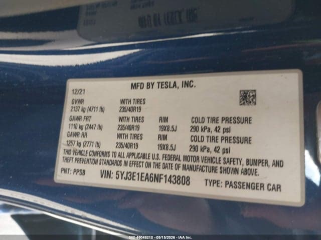 2022 TESLA MODEL 3 REAR-WHEEL DRIVE 9