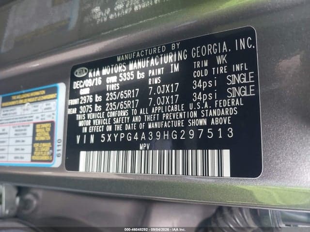 2017 KIA SORENTO 2.4L LX 9