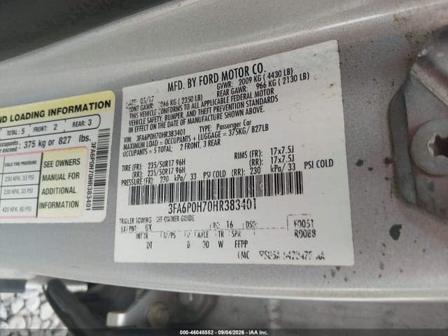 2017 FORD FUSION SE 9