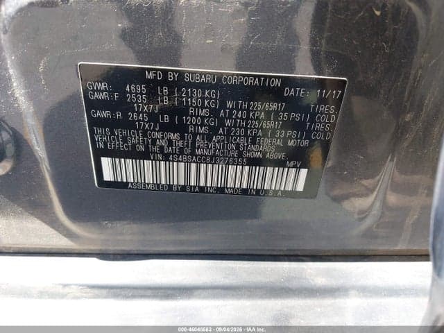 2018 SUBARU OUTBACK 2.5I PREMIUM 9