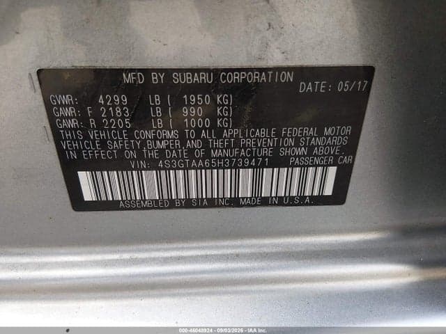 2017 SUBARU IMPREZA 2.0I 9