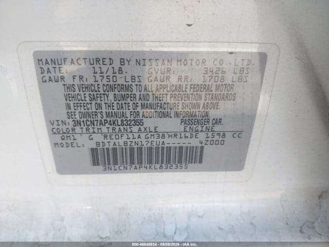 2019 NISSAN VERSA 1.6 SV 9