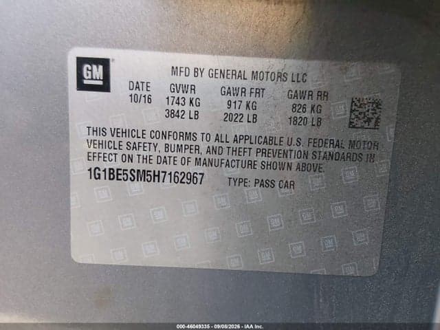 2017 CHEVROLET CRUZE LT AUTO 9