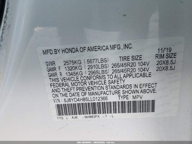 2020 ACURA MDX ADVANCE PACKAGE 9