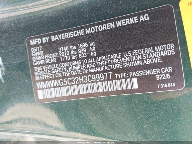 2017 MINI CONVERTIBLE COOPER 9