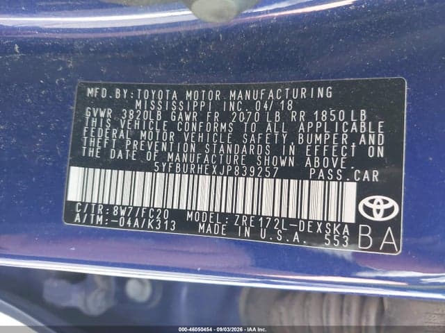 2018 TOYOTA COROLLA SE 9