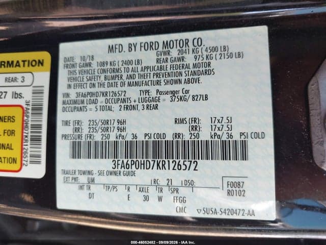2019 FORD FUSION SE 9