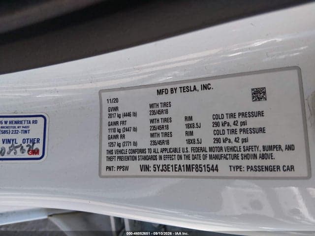 2021 TESLA MODEL 3 STANDARD RANGE PLUS REAR-WHEEL DRIVE 8