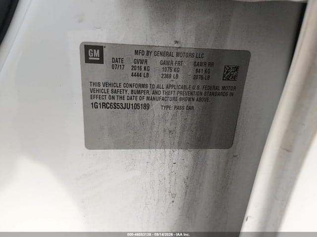 2018 CHEVROLET VOLT LT 9