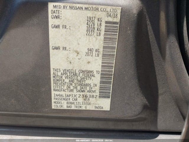 2018 NISSAN ALTIMA 2.5 SV 7