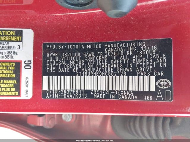 2017 TOYOTA COROLLA LE 9
