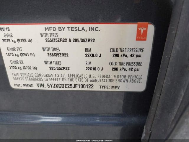 2018 TESLA MODEL X 100D/75D/P100D 9