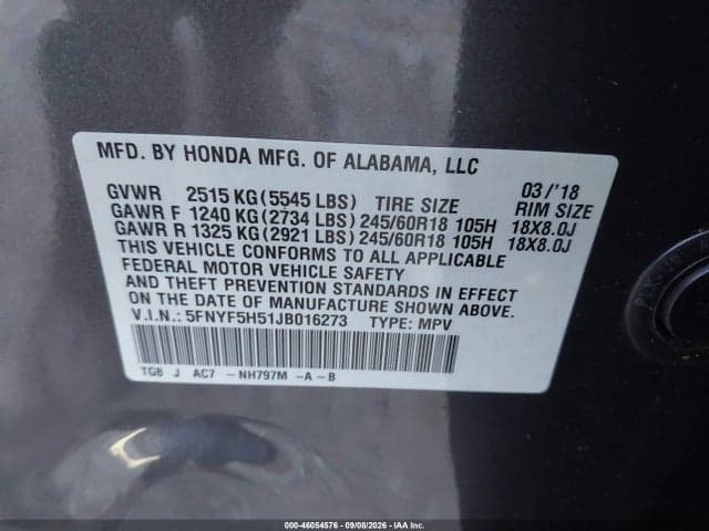 2018 HONDA PILOT EX-L 9