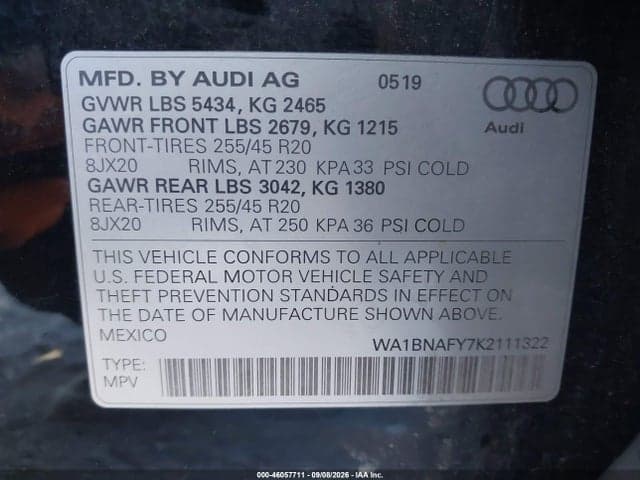 2019 AUDI Q5 45 PREMIUM 9