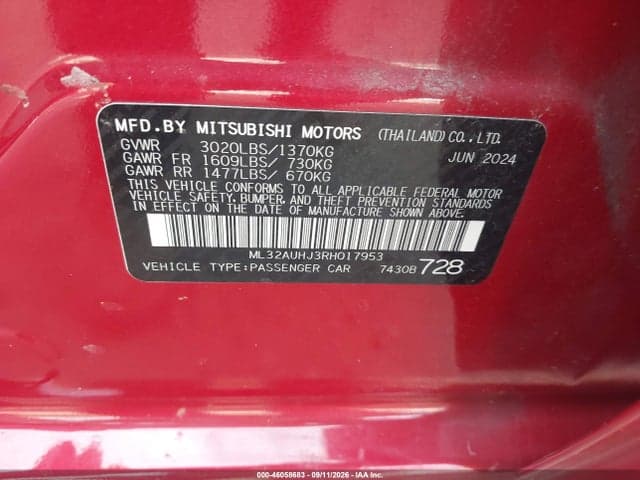 2024 MITSUBISHI MIRAGE ES/LE 9