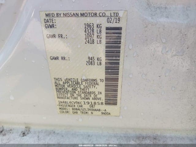 2019 NISSAN ALTIMA 2.5 SR 9
