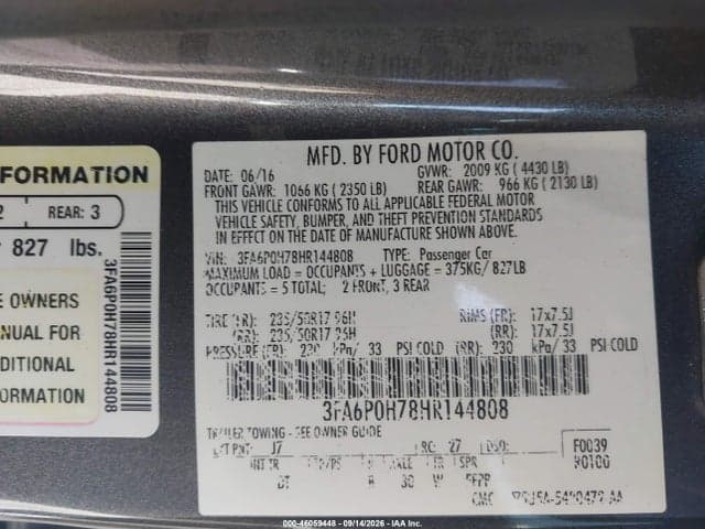 2017 FORD FUSION SE 9