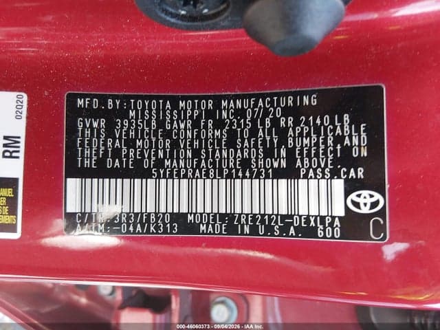 2020 TOYOTA COROLLA LE 9