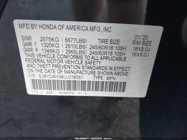 2020 ACURA MDX STANDARD 9