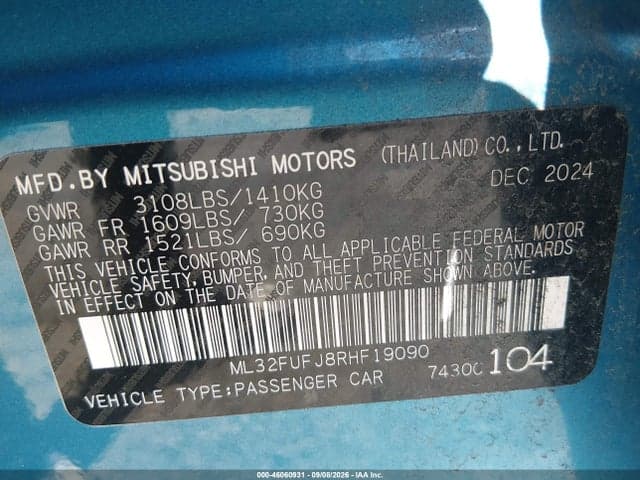 2024 MITSUBISHI MIRAGE G4 LE 9