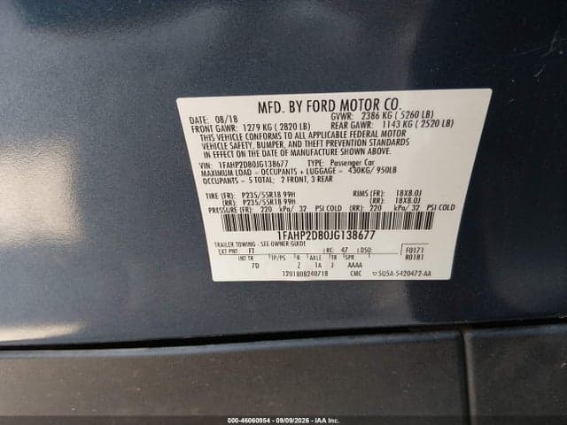 2018 FORD TAURUS SE 9