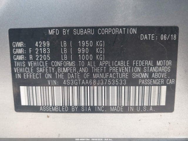 2018 SUBARU IMPREZA 2.0I 9