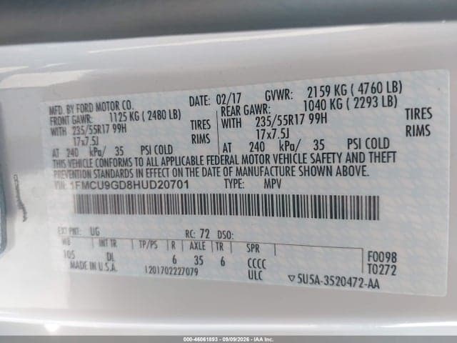 2017 FORD ESCAPE SE 9