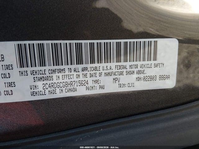 2017 DODGE GRAND CARAVAN SXT 9