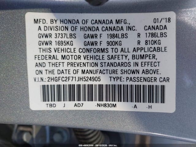 2018 HONDA CIVIC EX 9