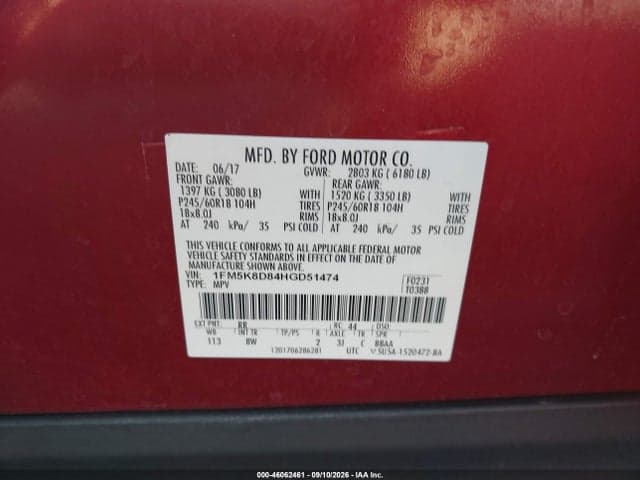 2017 FORD EXPLORER XLT 9