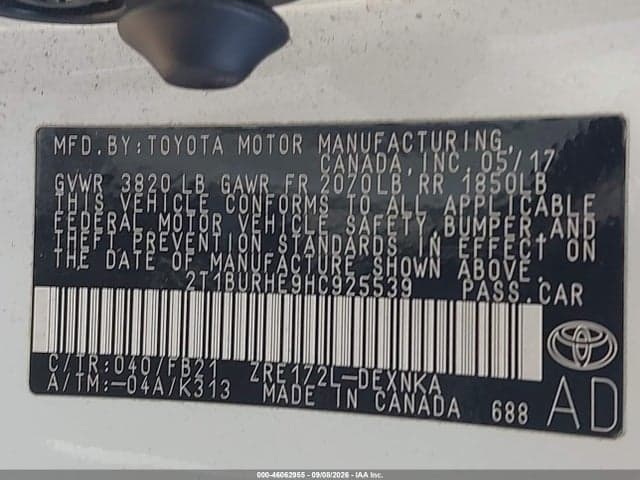 2017 TOYOTA COROLLA LE 9