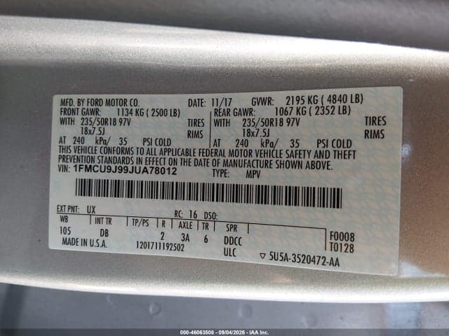 2018 FORD ESCAPE TITANIUM 9