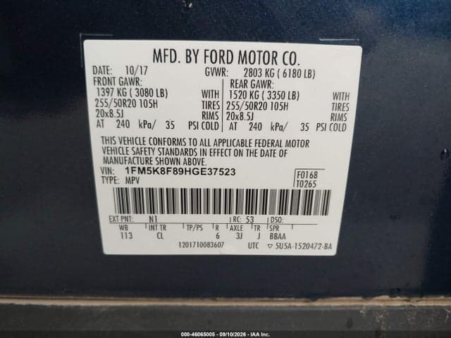 2017 FORD EXPLORER LIMITED 9