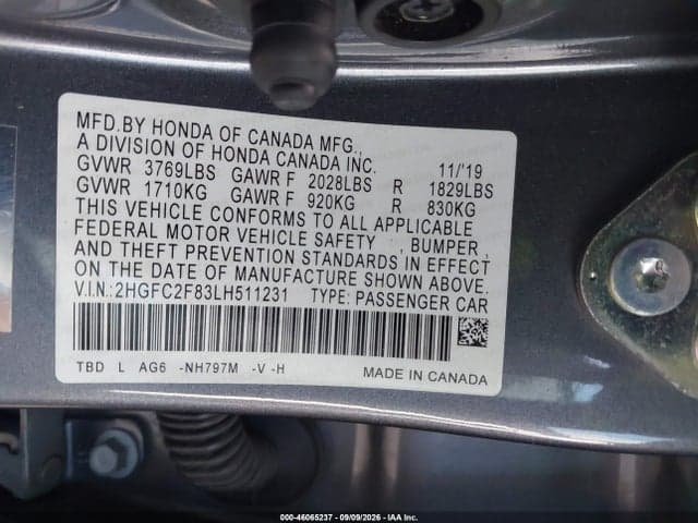2020 HONDA CIVIC SPORT 9