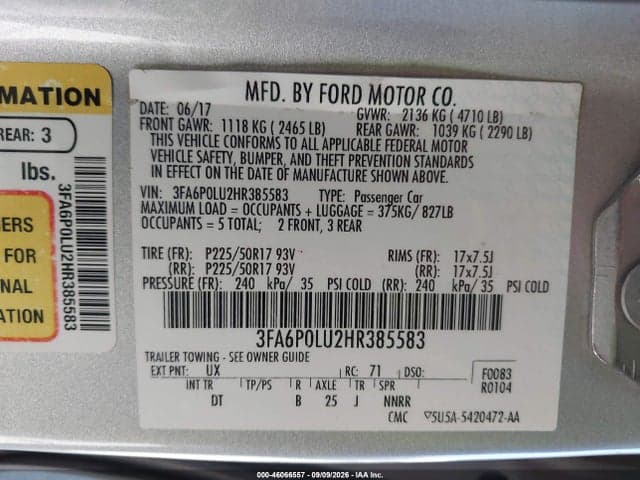 2017 FORD FUSION HYBRID SE 7