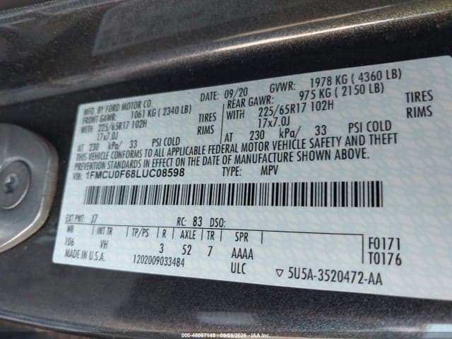 2020 FORD ESCAPE S 9