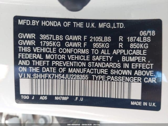 2018 HONDA CIVIC EX 9