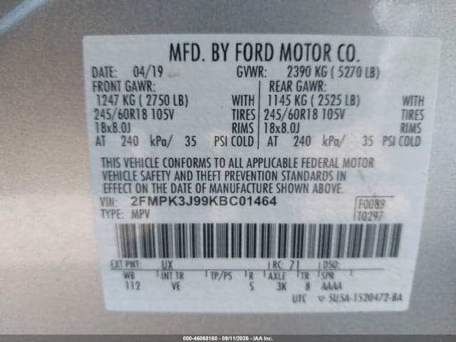 2019 FORD EDGE SEL 9