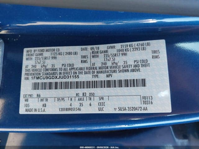 2018 FORD ESCAPE SE 9