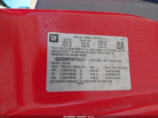 2017 CHEVROLET EXPRESS 3500 LS 9