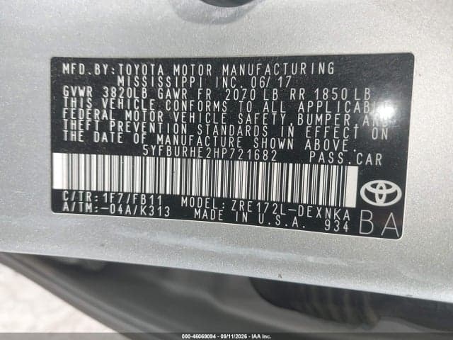 2017 TOYOTA COROLLA LE 9